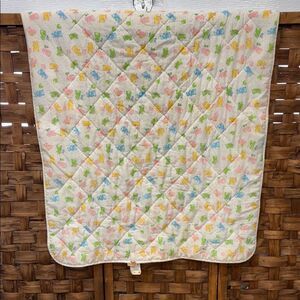 Vintage Bear Pastel Patterned Baby Quilt